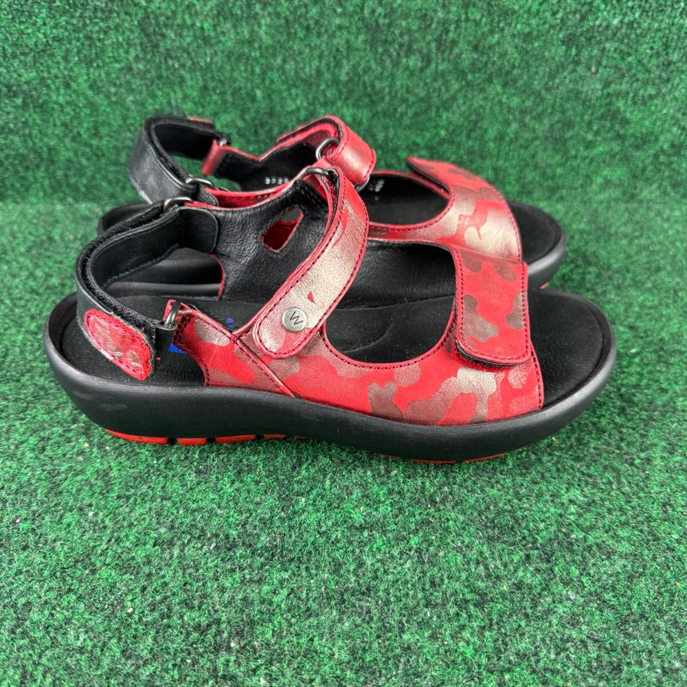Wolky Rio Red Camo Black Slingback Comfort Sandals Size EU 36 US 5.5-6
